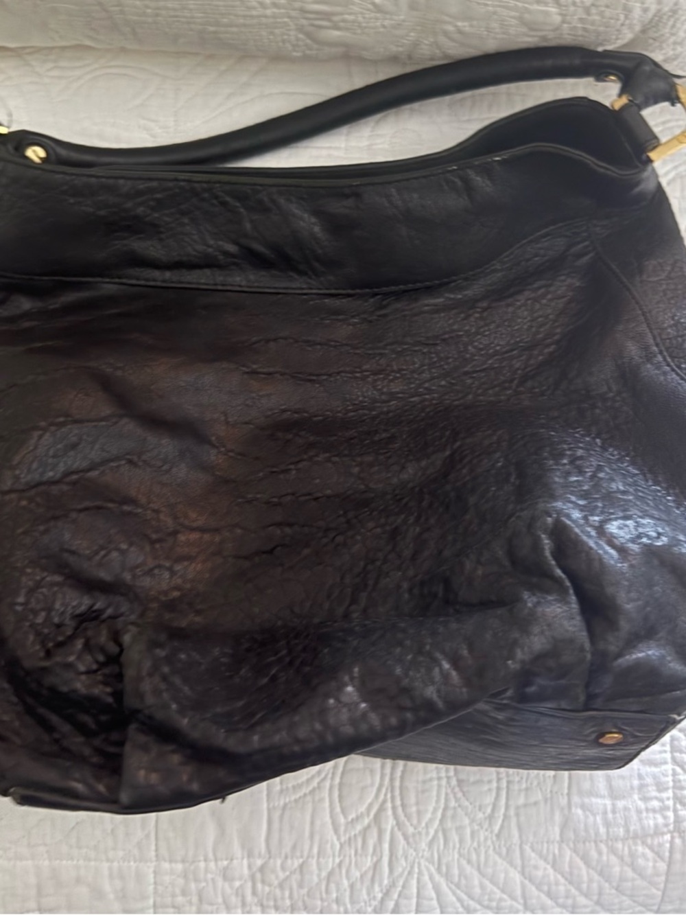 Tory Burch Black Leather Shoulder Hobo with Gold Logo - Picture 4 of 4